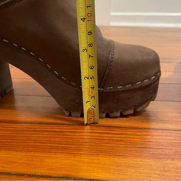Swedish Hasbeens Zip Front Platform Clog Boot Scandi Size 41 Women Brown Nubuck - Picture 10 of 12